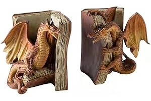 Tianbi Sujetalibros de dragón divertido, sujetalibros decorativo, adorno de estantería de dragón de resina para decoración de estantería en el hogar y la oficina