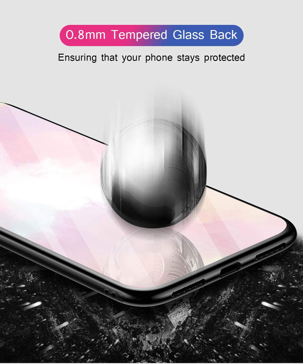 Oihxse Colorido Gradual Cristal Estilo Case Compatible con Redmi 5 Funda Vidrio Templado Trasera Carcasa Borde de Silicona Suave Protectora Ultra Fino Anti-arañazos - Imagen 4