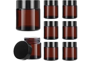 AYUANB 8 Stück Amber Glas Leerdose,200ml Kerzengläser Braunen Tiegel Cremedose Glasbehälter Leere,Nachfüllbare Behälter Jars,mit Deckel und Liner für Kosmetik Cremes Lotionen Ätherische Öle Spenderflaschen