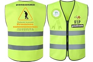 Scettar Divertente Gilet per La Pensione+Spilla per La Pensione,Regalo Annuale per i Pensionati,Gilet Riflettente ad Alta Visibilità,Regalo Pensione Uomo