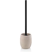 Kela Set WC TALUS Con Scopino E Contenitore – 45 Cm – Effetto Pietra Naturale Grigio – Testina Sostituibile – Manico Acciaio Inox