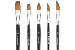 TYRKUIY Sable Watercolour Brushes Professional-5PCS Kolinsky Sable Brush Set Variety Shapes with Flat, Detail, Dagger Stripper, Cat's Tongue Oval Wash Perfect for Watercolour Acrylic Gouache Inks Painting