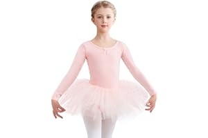 Aiseyi Langarm Mädchen Ballettkleidung Balettkleider balletttrikot mit rock Baumwolle Ballettanzug Ballettkleid Ballett Tütü Tanzkleid
