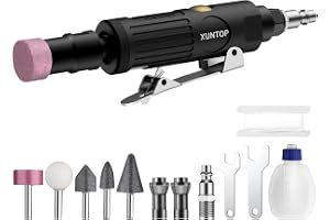 XUNTOP 1/4 tum pneumatisk rak slip, 2 5 000 varv/min pneumatisk formkvarn för slipning, skärning, polering, svetsreparationer och avgradning (inkluderar 0,22 tum och 0,3 tum hylsor)
