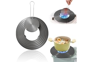 ‎PEELANMALL Wärmeverteilerplatte für Gasherd rutschfeste, Induktionsadapter, Induktionsplatte Adapter, Wärmeleitplatte, Auftauplatte Wärmeverteiler mit Griff, Diffusorplatte 2 in 1 Abnehmbar Ringplatte, 26 cm