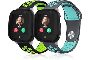 Polyjoy 2 Stück Kinder Silikon Armbänder kompatibel mit Xplora X6 Armband, Atmungsaktiv Weich Sport Ersatzarmband für Xplora X6 Play/Pro/Gen 2 Kinder Mädchen Jungen-Schwarz Grün+Grau Blau