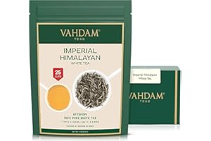 VAHDAM, Thé Blanc de l'Himalaya Impérial, 50 grammes (25 tasses) - Le type de thé le plus sain au monde - ANTIOXIDANTS PUISSANT, cultivé à haute altitude, thé blanc Thé en vrac d'Inde