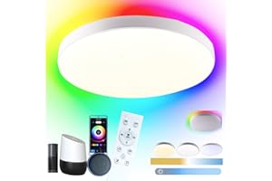 Etrogo Inteligentna lampa sufitowa LED IP40 24 W 2400 LM (20-25m²) podświetlenie RGB + 2700K-6000K, 2400 LM 2,4 GHz WiFi, pilot na podczerwień, aplikacja SmartLife/Tuya - do kuchni, łazienki, salonu