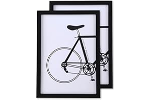 Zemiu 2Pack A4 Picture Frames, Wooden Photo Frame 29.7x21cm-12x8inches with Perspex/Hanging Hooks,for Wall/Desk Pictures Print Display -Black