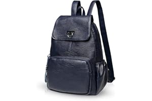NICOLE & DORIS Sac à dos en cuir pour femme Sac a dos college fille Cartable Sac à dos décontracté pour femme en cuir Bleu foncé