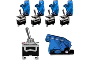 VISSQH 5 Pack 12V Kippschalter,Auto Kippschalter,Metall Auto Wippschalter, wasserdicht 15A 250V / 20A 125V EIN/AUS Wippschalter,SPST 2-polig Rocker Toggle Switch mit Wasserdicht Schutzkappe