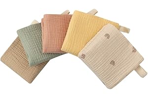 Chyuan Lot de 5 Bavoirs en Mousseline pour bébé - Unisexe - pour bébé Fille ou garçon - en Mousseline Confortable - 100% Coton - Serviette de Bain pour bébé