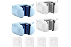 PIWOSGOL 4pcs Colgador Escobas y Fregonas, Soporte para Escobas, Soporte Adhesivos para Pared, Soporte Escobas Pared, Organizador Ajustable porta Escobas Plástico para Garaje Baños Cocinas