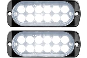 RIGIDON 2 Pcs luci di emergenza 12 LED Bianco Lampada di Emergenza Strobo Barra Luminosa, 12V 24V Impermeabile Luce Lampeggiante per 4x4 Car SUV Truck Trailer Camper Motorcycle furgone