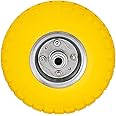 250mm/ 10" Puncture Proof Replacement Wheel For Wheelbarrow Sack Truck Hand Trolley Cart Solid Rubber Wheel Tyre Tires in Yellow 3.5” x 4” galvanised steel rims 30psi (1)