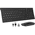 seenda WGJP-031B Wireless Keyboard Mouse Set, Ultra Thin Compact Rechargeable Aluminum Full Size Computer Keyboard & Mouse Combo UK QWERTY Layout for Office, Home, Business, Black