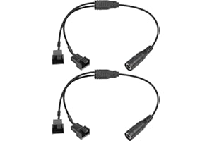DC to 3/4 Pin PC Fan Y Splitter Cable YACSEJAO 2PCS DC 5.5mm x 2.1mm Female to 4 Pin/3 Pin PC Fan 1 to 2 Power Cable（11.8in/30cm）