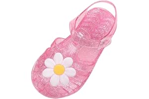 HAOLEI Sandalias Niña Verano Sandalias de Suela Suave con Decoración Zapatos Romanos con Punta Cerrada Sandalia de Playa con Hebilla Ajustable Ligero Cómodo Cangrejeras Niña 2-9 Años