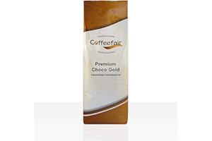 ‎COFFEEFAIR Coffeefair Premium Choco Kakao Gold 1kg Kakaopulver mit 16,5% Kakaoanteil, für Kaffee-Vollautomaten geeignet, in Wasser oder Milch löslich, cremiger Kakao-Genuss für heiße Schokolade