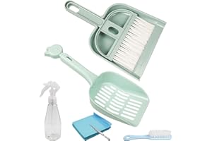 Episkey Kit de nettoyage 6 pièces pour cage de petits animaux, pelle à litière pour petits animaux domestiques, kit de nettoyage avec flacon pulvérisateur, hamsters, chinchillas (bleu)