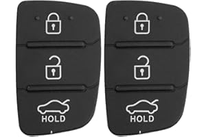 HooRLZ 2 Pcs 3-Button Hyundai Rubber Car Key Pads, Black Key Button Pad For Car Key Shell Replacement Part, Remote Control Pad Hyundai