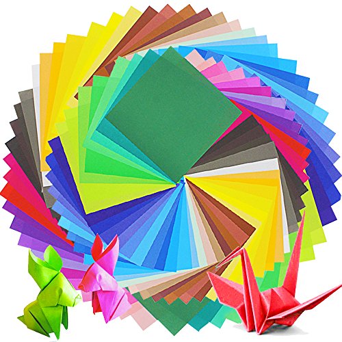 JUSLIN 300 Blätter in 50 Farben einseitig Origami Papier, 6'' Quadrat Origami Papier für DIY Handgemachte