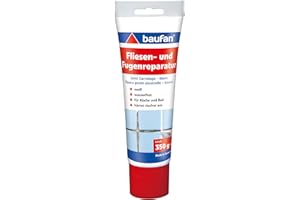 Baufan Fliesen- und Fugenreparatur Weiß 350g I Wasserfeste Spachtelmasse mit optimaler Haftung I Für Küche & Bad I Härtet rissefrei aus I Fugen-Mörtel