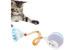 YVE LIFE Balle interactive pour chat d'intérieur, balle agile avec queue en maille élastique, jouet automatique pour chats adultes qui s'ennuient, activé par le mouvement (violet)