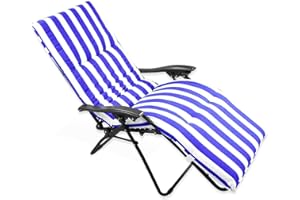 VIGIVISION Cojín para Tumbona. Colchón Tumbona Acolchada Medidas 180x50X5cm (Rayas Azul)