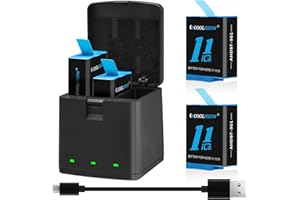 CS COOLSHOW CoolSHOW Hero 12/11/10/9 Batteria di Ricambio - 2 Pezzi Con Triplo Caricatore per GoPro Hero Black