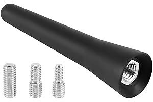 Sound-Way Antena Coche Universal Radio, Antena Compacta 6,5 cm para Automóvil, 3 Adaptadores M4 / M5 / M6, Fácil de Montar, Acero Inoxidable y Goma, Compatible con Todos los Vehículos, Am/FM/Dab