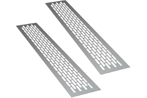 sossai® Aluminium Lüftungsgitter - Alucratis (2 Stück) | Rechteckig - Maße: 48 x 8 cm | Farbe: Aluminium | eloxiert