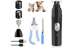 Anluomania Lima Unghie Cani Elettrico, 8000RPM Tagliaunghie per Cani, Taglia Unghie per Cane Ricaricabile, 2 velocità 3 Porte, Silenziose Vibrazioni Ridotte, Adatto a Tutte Le Taglie di Gatti/Cani