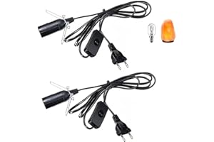 LongZYU 2 Stücke Kabel mit Schalter für Salzlampe Lampenfassung E14 mit 1,8M Lampenkabel mit Schalter EU-Stecker Salzlampenfassung Isolierung Salzleuchte Kabel Salz Lampefassung Schalter Schwarz