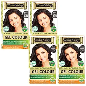 INDUS VALLEY Herbal Natural Hair Colour Dark Brown OTP 3.0 - Set of 4 (35x4 = 140g)