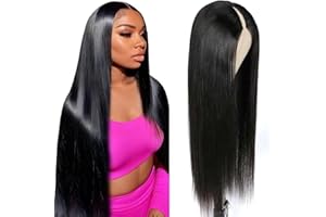 ZEKAN Parrucca Donna Capelli Veri Umani V Part Wig Human Hair Straight Bob Upgrade U part Parrucca Capelli Glueless Full Head Clip In Half Wig Human Hair None Lace Front Wig 22 Pollic