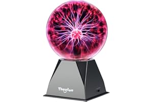 ‎THEEFUN Theefun 6 Zoll Plasmakugel, Magische Plasma Kugel Zauberkugel Berührung & Sound Aktivierte Leuchtlampe Pädagogisches Physik Plasmalampe für Weihnachten Geschenk, Partys, Dekorationen (Rot)