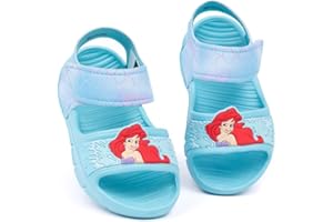 Disney The Little Mermaid Kids Sandals | Girls Ariel Sliders with Supportive Strap | Green Summer Pool & Play Shoes for Toddlers | Slip-on Beach Footwear | Fun Merchandise Gift for Children