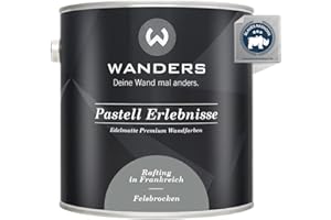 Wanders24 Pastell Erlebnisse (2,5 Liter, Felsbrocken) edelmatte Wandfarbe - Feine Farben - in 90 Farbtönen - Wandfarbe Grau - Made in Germany