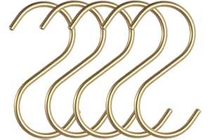 GENERIC Metallhaken Zum Aufhängen S-förmige Haken Hängehaken S-haken Aluminium S Haken Zum Aufhängen Kleiderbügel Metallhaken Hängehaken Set Für Hängende Für Küche, Badezimmer, Schlafzimmer(Gold) 5 Stück/set