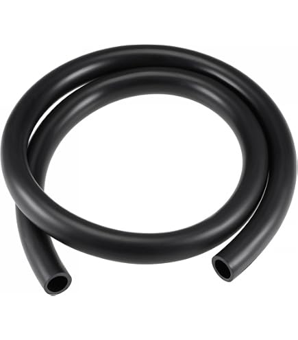 6mm ID X 9mm OD Rubber Tubing Hose – 3.28FT NBR Lubricating Oil Line With 2 Stainless Clamps For Irrigation, Garden, Small Equipment – Black