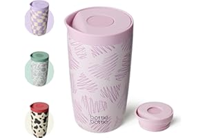 BOTTLEBOTTLE Bottle Bottle Insulated Travel Mug 350ml Stainless Steel Office Coffee Cup with Push Button Lid Keeps Cold and Hot for 8 Hours(Pink Stripes)
