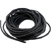 Black Waxed Cord 0.3 cm 10 m - Cotton Rope, Necklaces &amp; Bracelets | Anklets, Charms &amp; Daily Jewelry, Good Slip Knot Grip, Go