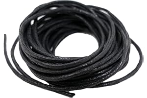 THE BEAD SHOP Cordelette en Coton ciré - 1,5mm 10 mètres de cordelette Noire - Shamballa Macrame - Fil à perler pour la Fabrication de Bracelets, Colliers et Bijoux - Idéal pour Le Bricolage.