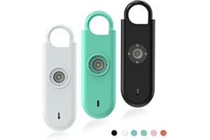 Fauxomor Alarma Personal para Mujeres, Pack de 3 de 140 dB Llavero Autodefensa Personal con Luz Estroboscópica e Aviso de Batería Baja, Regalo para Niños y Personas Mayores(Blanco+Verde+Negro)
