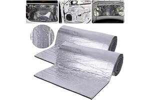 TRAFAGALA Dämmmatte auto Dämmung Stärke Selbstklebende Dämmschaummatte Motorraumdämmung Schalldämmung Schaumstoff Fahrzeug-Isolierung Isoliermatte ,200x50x1cm,2 stück silber