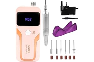 YINGJEE Professional Electric Nail Drill 35000RPM Portable Rechargeable E-File Drill Machine Cordless Nail Drills for Acrylic Nails with 6 Bits Sanding Bands for Nail Polishing Removing