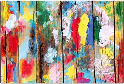Holzwand Kunterbunt – Kreative Design Metall Magnettafel 60×40 cm – Pinnwand Memoboard mit Motiv: Gute Laune Holzwand Kunterbunt – inkl. 6 Smiley Magnete Happy Faces für Magnetwand – Original Magnetpinnwand GUMA Magneticum - 2