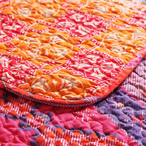 Exclusivo Mezcla Reversible 125 x 150 cm Baumwolle Modischer Bohemian-Stil Steppdecke Kuscheldecke Sofaüberwurf Tagesdecke Wohndecke Sofa Bett Decke (Typ 3) - 5