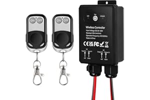 YELLKONGKEY Commutateur à télécommande étanche, 12V/24V/48V/72V DC, Commutateur sans fil, Relais 30A avec portée longue de 50m, luminaires, ventilateurs de plafond et appareils électriques, zones humides
